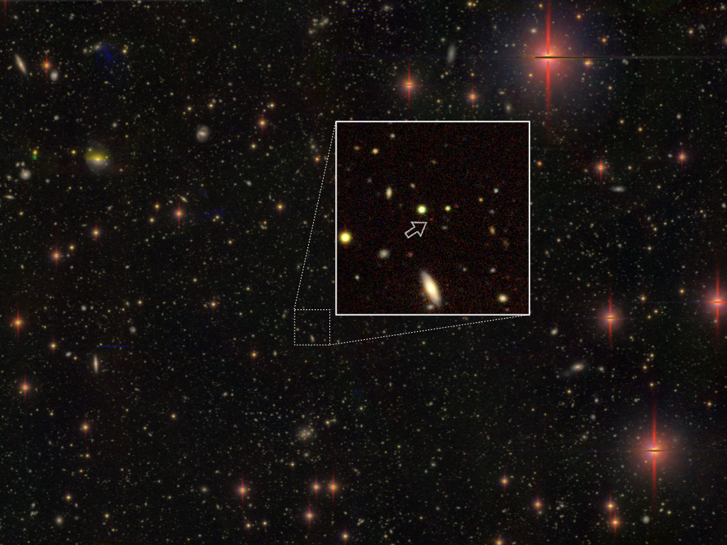 Light from a distant quasar captured by the Subaru Telescope